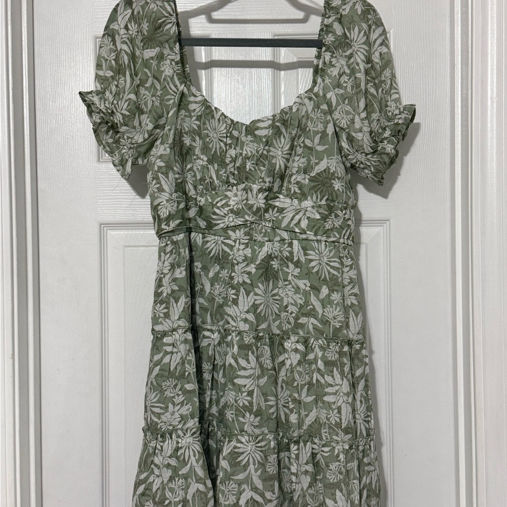Trixxi Green Puff Sleeve Sundress